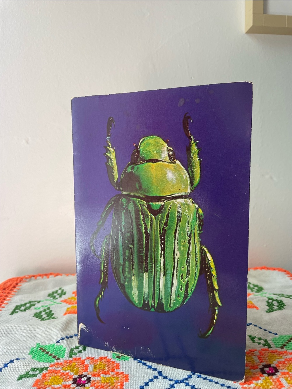 Vintage Green Beetle Print Greeting Card